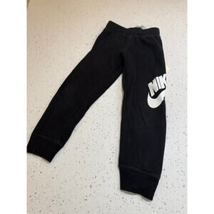Nike Black Joggers with White Logo - Kids Medium